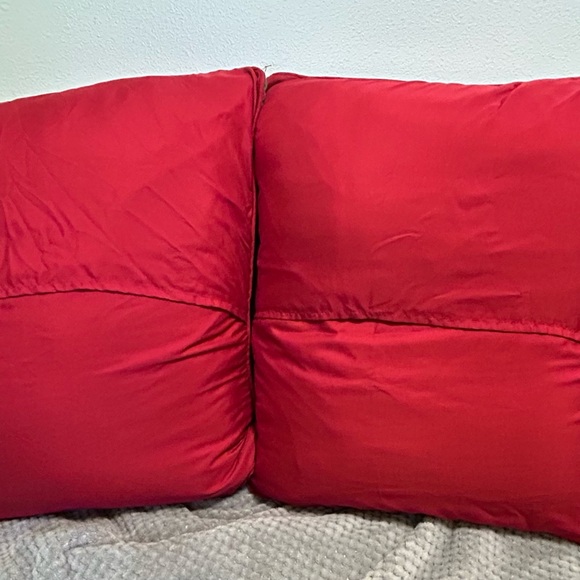 Red and gray 3pc bundle decorative pillow with 2 matching square shams 27”X 27” - Picture 5 of 15